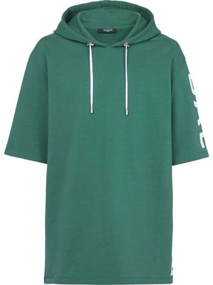 Balmain short-sleeved cotton hoodie - Green