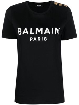 Balmain shoulder-button logo T-shirt - Black