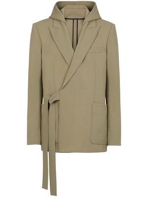 Balmain side-tie fastening hooded jacket - Green
