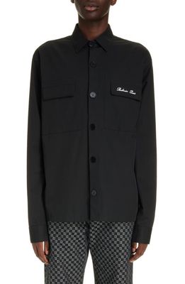 Balmain Signature Logo Cotton Overshirt in 0Pa Black