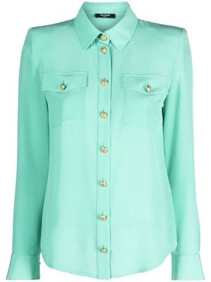 Balmain silk long-sleeve shirt - Green