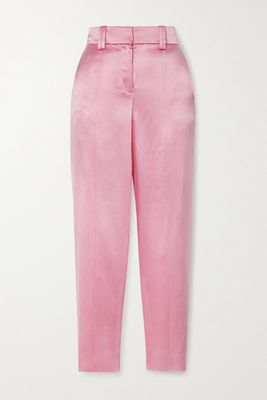 Balmain - Silk-satin Straight-leg Pants - Pink