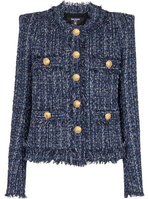 Balmain single-breasted tweed jacket - Blue