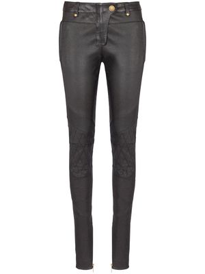 Balmain skinny-cut leather trousers - Black
