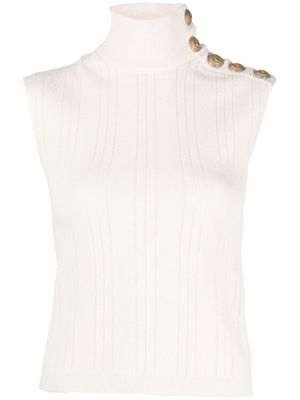 Balmain sleeveless high-neck knit top - Neutrals