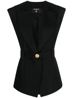 Balmain sleeveless single-breasted jacket - Black