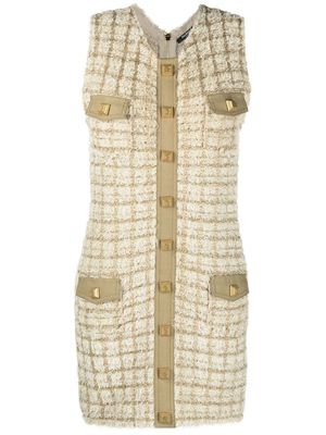 Balmain sleeveless tweed dress - Neutrals