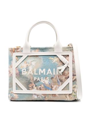 Balmain small B-Army Sky-print canvas tote bag - Blue