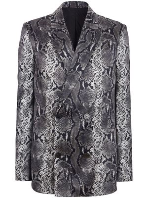 Balmain snakeskin-print silk blazer - Grey