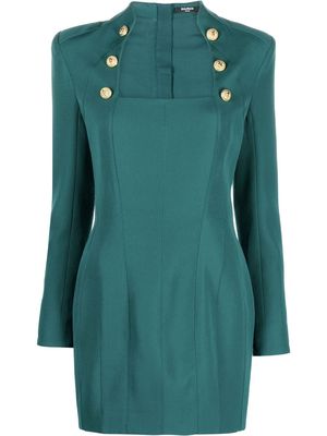 Balmain square-neck long-sleeve dress - Green