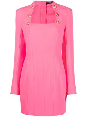Balmain square-neck long-sleeve dress - Pink