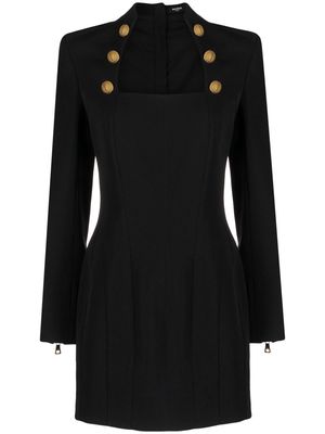 Balmain square-neck wool mini dress - Black