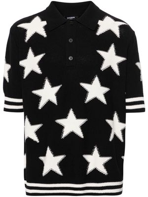 Balmain star intarsia-knit polo jumper - EER NOIR