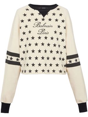 Balmain star-print organic-cotton sweatshirt - White