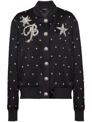 Balmain Stars-embroidered bomber jacket - Black