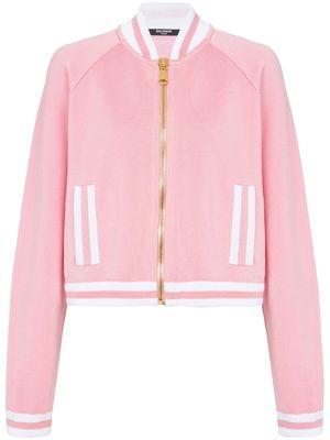 Balmain stripe-trim knitted jacket - Pink