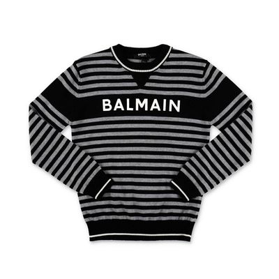 Balmain Striped Crewneck Knitted Top