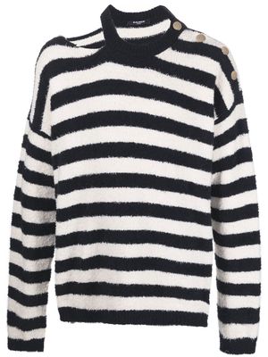 Balmain striped cut-out detail jumper - Black