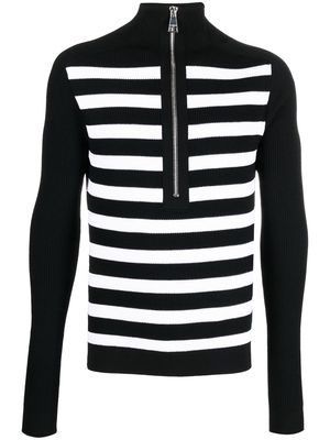 Balmain striped half-zip jumper - Black