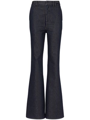 Balmain striped high-rise flared jeans - Blue