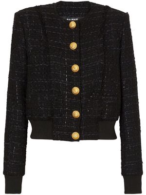 Balmain tweed single-breasted jacket - Black