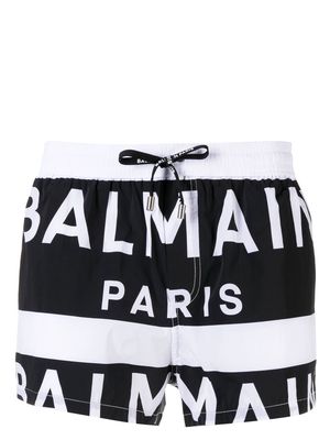Balmain two-tone logo swim shorts - Black