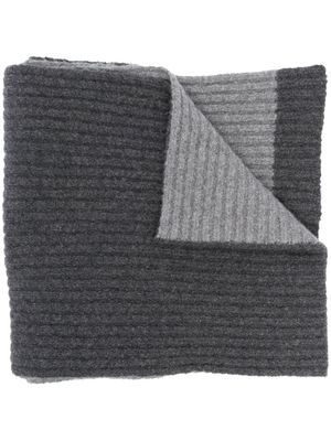 Balmain two-tone ribbed knit scarf - Grey