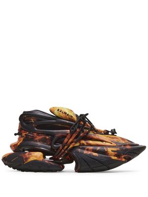 Balmain Unicorn fire-print sneakers - Black