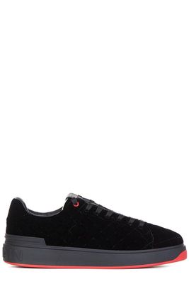 Balmain Velvet B-court Lace-up Sneakers