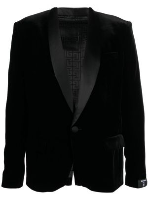 Balmain velvet-effect single-breasted suit jacket - Black