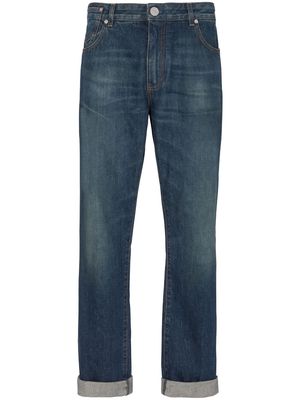 Balmain Vintage logo-patch straight-leg jeans - Blue