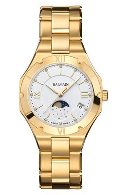 BALMAIN WATCHES Be Balmain Diamond Moon Phase Bracelet Watch, 33mm in Yellow Gold Pvd Coating 