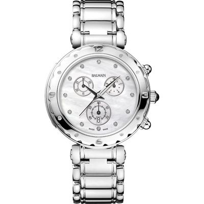 BALMAIN WATCHES Chronograph Diamond Bracelet Watch, 38mm in Silver 