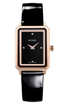 BALMAIN WATCHES Eirini Leather Strap Watch, 25mm x 33mm in Black 