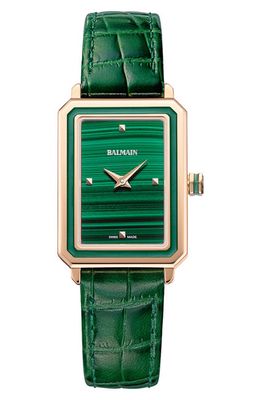 BALMAIN WATCHES Eirini Leather Strap Watch, 25mm x 33mm in Green 