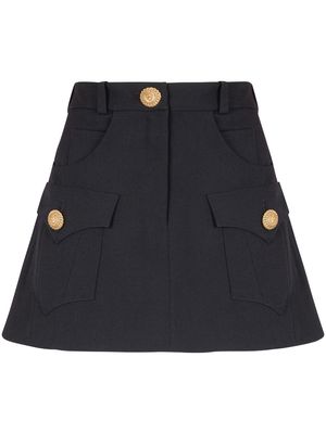 Balmain Western panelled wool mini skirt - Black
