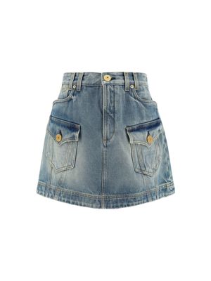 Balmain Western Skirt In Denim