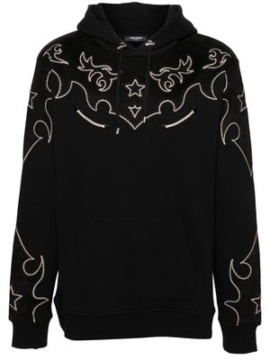 Balmain western-style whipstitch cotton hoodie - Black