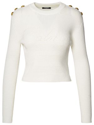 Balmain White Viscose Blend Sweater