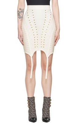 Balmain White Viscose Miniskirt