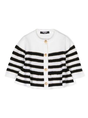 Balmain White Wool Cardigan