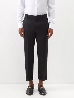 Balmain - Wool Cropped Straight-leg Suit Trousers - Mens - Black