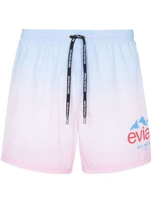 Balmain x Evian gradient swim shorts - Blue