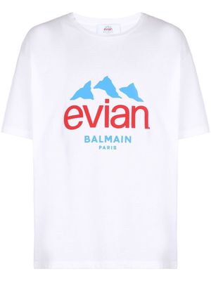 Balmain x Evian logo-print T-shirt - White