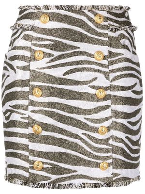 Balmain zebra print high-waisted miniskirt - White