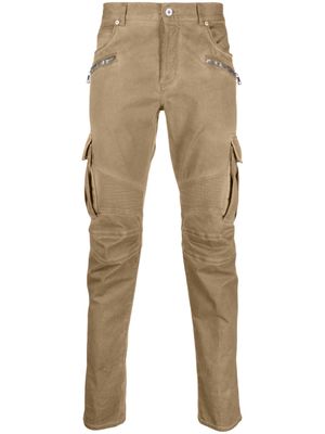 Balmain zip-detail skinny-leg trousers - Neutrals