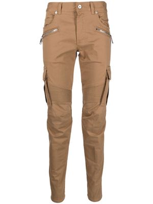 Balmain zip-detail tapered-leg trousers - Brown