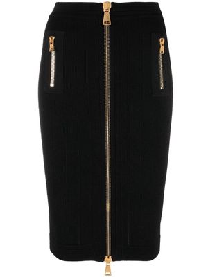 Balmain zip-up fitted skirt - Black