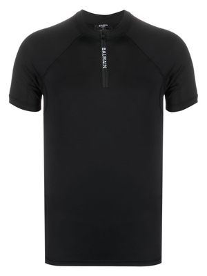 Balmain zip-up logo-print T-shirt - Black