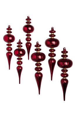 Balsam Hill Brilliant Bordeaux Set of 6 Glass Ornaments in Red